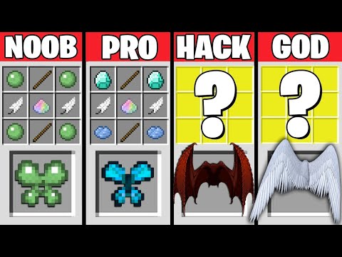 Minecraft Battle - NOOB vs PRO vs HACKER vs GOD : WINGS CRAFTING CHALLENGE - Minecraft Animation