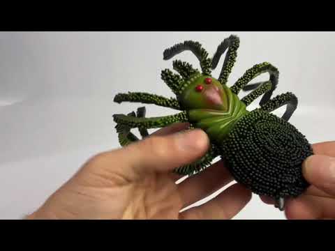 Игрушка Насекомое-тянучка Зеленый Пауки с пищалкой 15 см.  Зеленый 9707W / 2 шт.