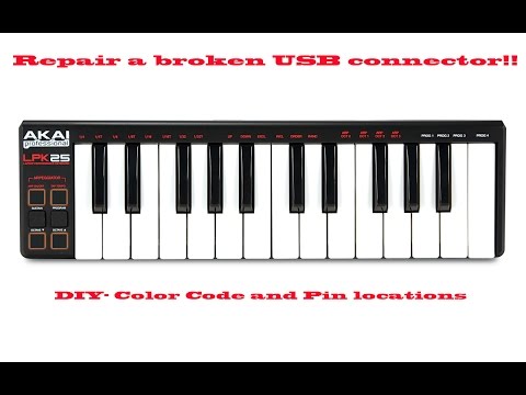 Akai LPK25 Midi Keyboard Repair of broken Mini USB connector