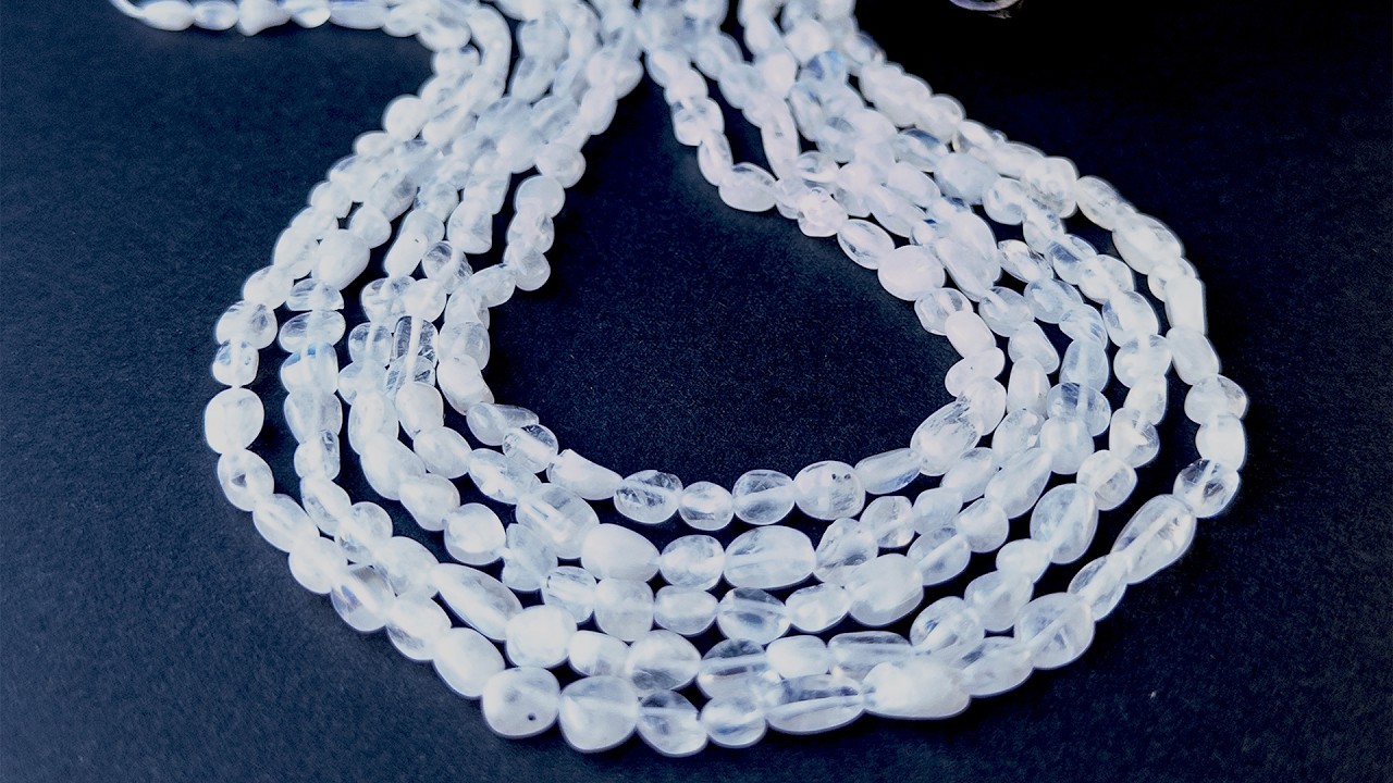 Moonstone | Smooth Tumble | 4.5-5.3mm Bead Size | 32cm Strand Length video