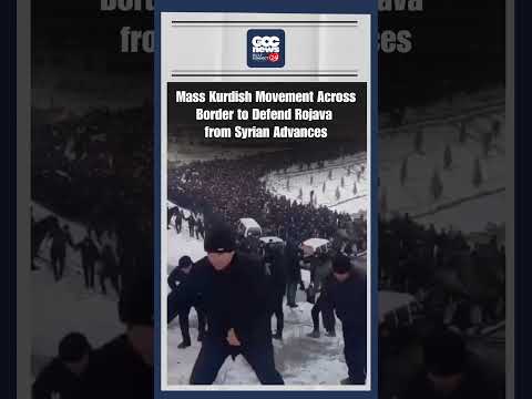 Kurds Cross Snowy Turkey Syria Border Rojava Defense Thousands Chant Solidarity