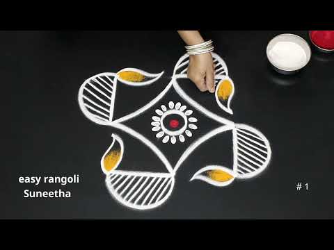 rangoli for Karthika masam easy & beautiful🌺2 simple muggulu with dots