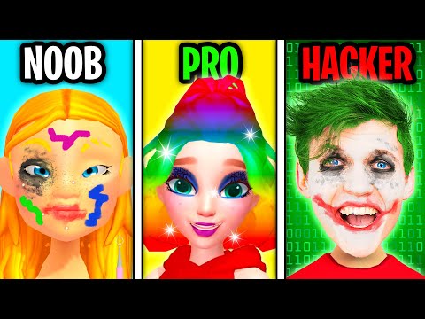 NOOB vs PRO vs HACKER In MAKEUP ARTIST: MAKEUP GAMES!? (ALL LEVELS!)
