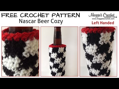 Nascar Beer Cozy Free Crochet Pattern - Left Handed