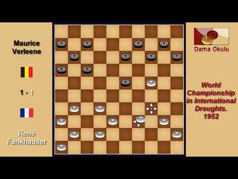 René Fankhauser (FRA) - Maurice Verleene (BEL). Draughts World Championship. 1952.