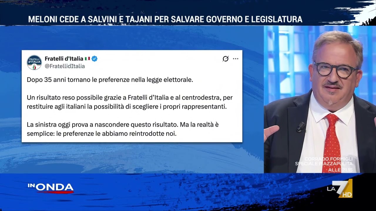 Legge elettorale, Luca Telese: "Tu puoi scegliere tre nomi ma poi passa solo il capolista. Una ...