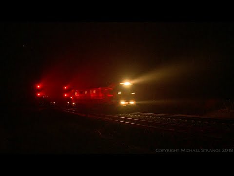 7901V Mildura Container Train In Light Fog At Night - PoathTV Australian Railways