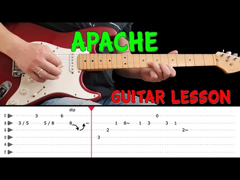 APACHE - Guitar lesson with tabs (fast & slow) 2nd version - The Shadows