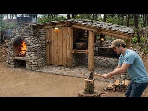 Perfect Forest Survival House – Built from Stone and Round Logs