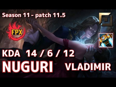 【韓国サーバー/M1】FPX Nuguri ブラッドミア(Vladimir) VS シェン(Shen) TOP - Patch11.5 KR Ranked【LoL】