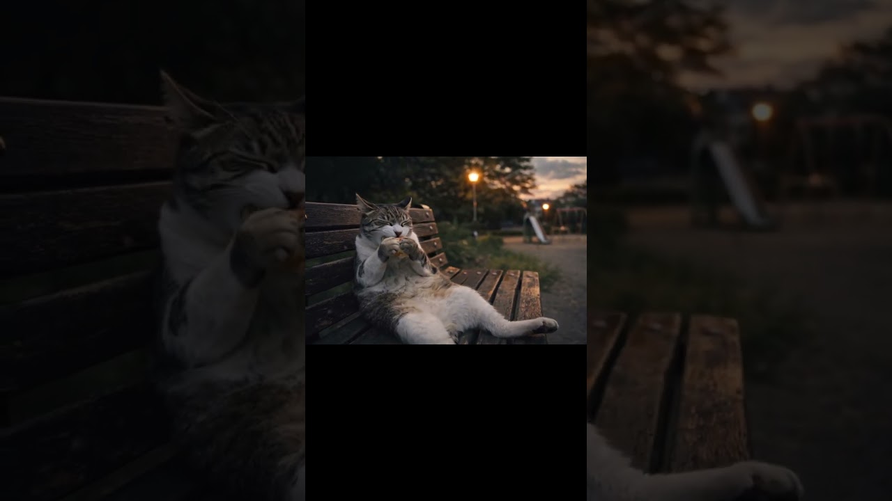 保護猫が炊き込みご飯のおにぎりを食べていたら隣で野良猫2匹が喧嘩勃発！The cat eats cooked rice balls