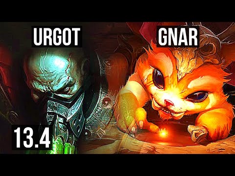 URGOT vs GNAR (TOP) | Rank 2 Urgot, 500+ games, 11/3/8, Godlike | TR Master | 13.4