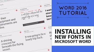 Installing new fonts in Microsoft Word - Word 2016 Tutorial [15/52]