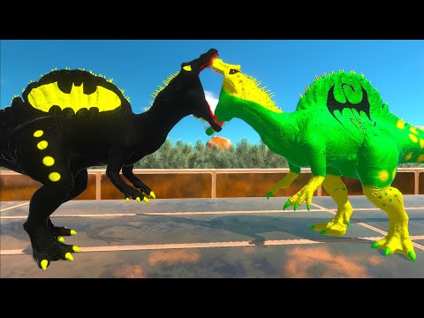 BATMAN SPINOSAURUS vs HULK GORO vs IRONFIST SPINOSAURUS DEATH RUN - Animal Revolt Battle Simulator