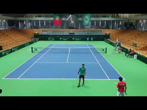 Gastão Elias vs. Frederico Silva — Treino de preparação PORTUGAL vs. BRASIL Taça Davis