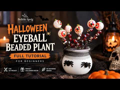 How to make Halloween Eyeball Beaded Plant video thumbnail
