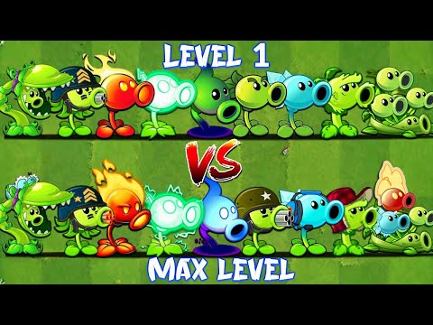 All PEASHOOTER Level 1 vs Max Level - PvZ 2 Discovery plant vs Plant