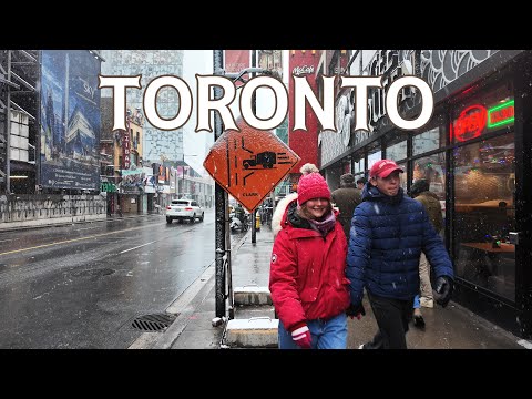 First Snowfall in DOWNTOWN TORONTO | Walking in the Snow in Toronto, Canada 4K (November 9 2025)