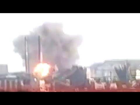 Moment Russian shells are dropped on factory in Mariupol, Ukraine. The World