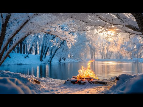 You’re Sitting by the Campfire ❄️🔥 Winter Lake at Dawn
