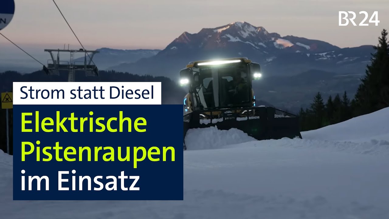 Groß, schwer aber nicht mehr laut: Erste elektrische Pistenraupen im Einsatz | Abendschau | BR24