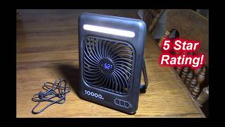 KEEP COOL AND KEEP CHARGED! 10,000mAh Portable Cordless Travel Fan with HUGE Power-bank!
