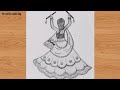 Navratri Drawing Step By Step Navratri Girl With Dandiya Drawing PreetiCreativity Art