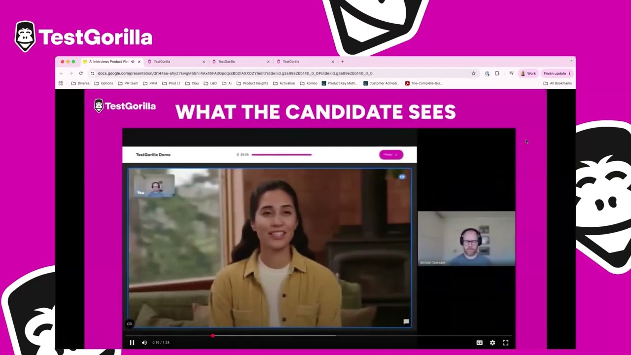 What an AI video interview actually looks like: a TestGorilla product walkthrough video thumbnail
