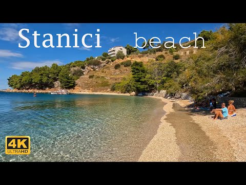 Stanici beach Omis Croatia Walking tour 4K