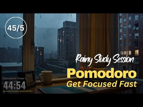 Rainy Study Session with City View: Pomodoro 45/5 in My Room | Get Focused Fast