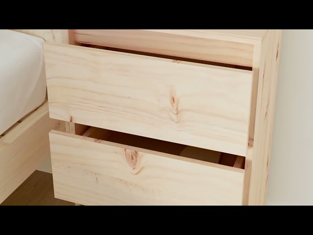 Video Teaser für 808084 vidaXL Bedside Cabinets 2 pcs 40x29,5x64 cm Solid Wood Pine