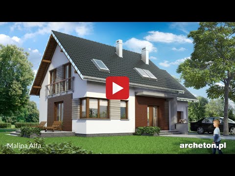 Projekt domu Malina Alfa - archeton pl - z użytkowym poddaszem 163,9 m2