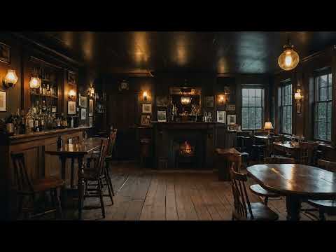 Pub Sampling Bar & Fireplace | Cozy Snowy Night | 4K Ambience | ASMR | Relax & Unwind | 10 Hours
