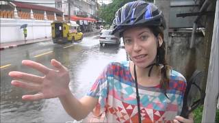 Riding our bicycles down the street during a flash flood in Chiang Mai, Thailand Travel Video