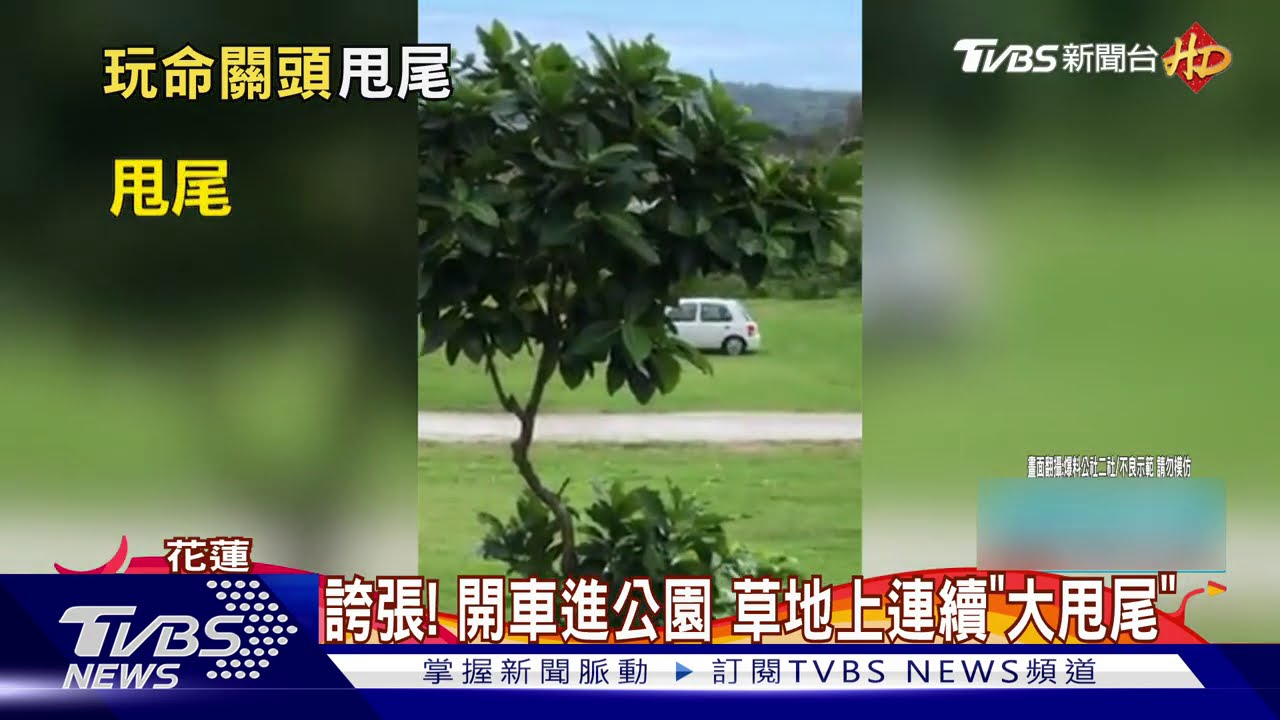 誇張!開車進公園 草地上連續「大甩尾」