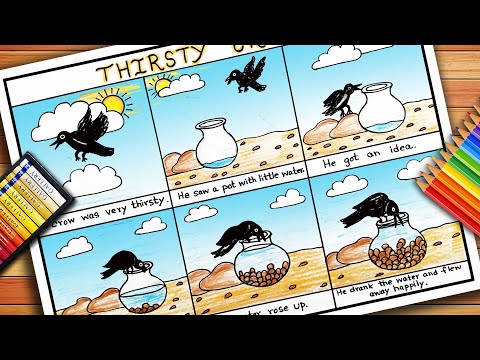 The Thirsty Crow Story Drawing | Thirsty Crow Story Drawing Step by Step | Drawing on Thirsty Crow