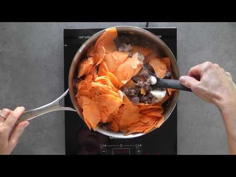 Ground Beef Skillet with Sweet Potatoes and Kale