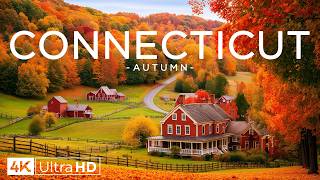 Connecticut Autumn 4K 🍂 New England Foliage, Charming Villages & Gentle Piano for a Scenic Escape