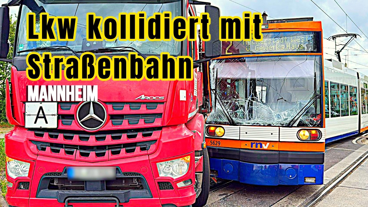 Unfall in Mannheim-Feudenheim: Straßenbahn entgleist nach Kollision mit Lkw