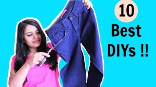 10 DIYS from OLD JEANS | Recycle / Reconstruct Old Denim. ( Must Try DIYS this Holiday )