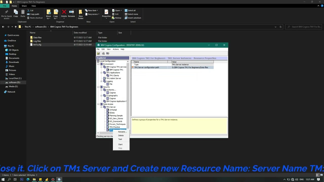 2 how to create IBM Cognos TM1 / PA server in local machine