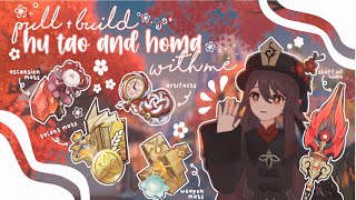 ❀˖° 👻 build/pull hu tao and homa with me! ✦ cozy genshin gameplay °❀⋆.ೃ࿔*:･