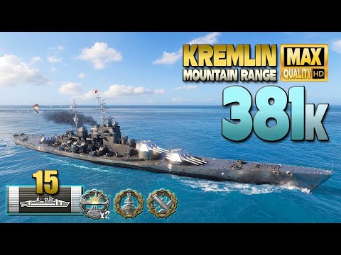 battleship Kremlin: Well played on map Mountain Range - World of Warships