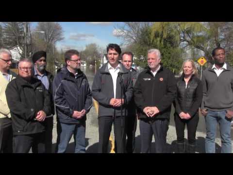 Justin Trudeau tours flood zone in Gatineau, Quebec