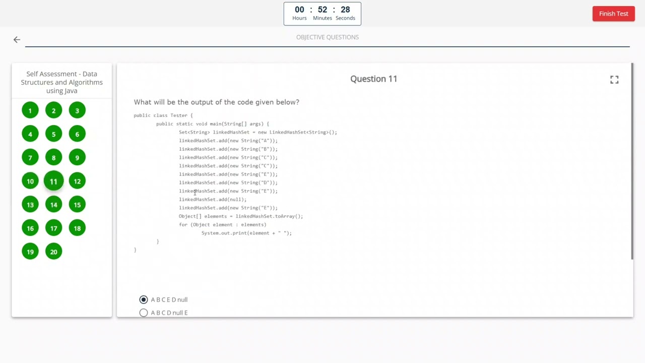 Data Structures and Algorithms using Java Self Assessment Answers Infosys Springsboard 100% correct