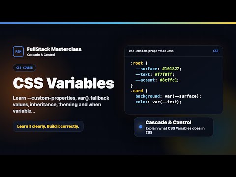 Css Variables Explained Fullstack Masterclass Css Course