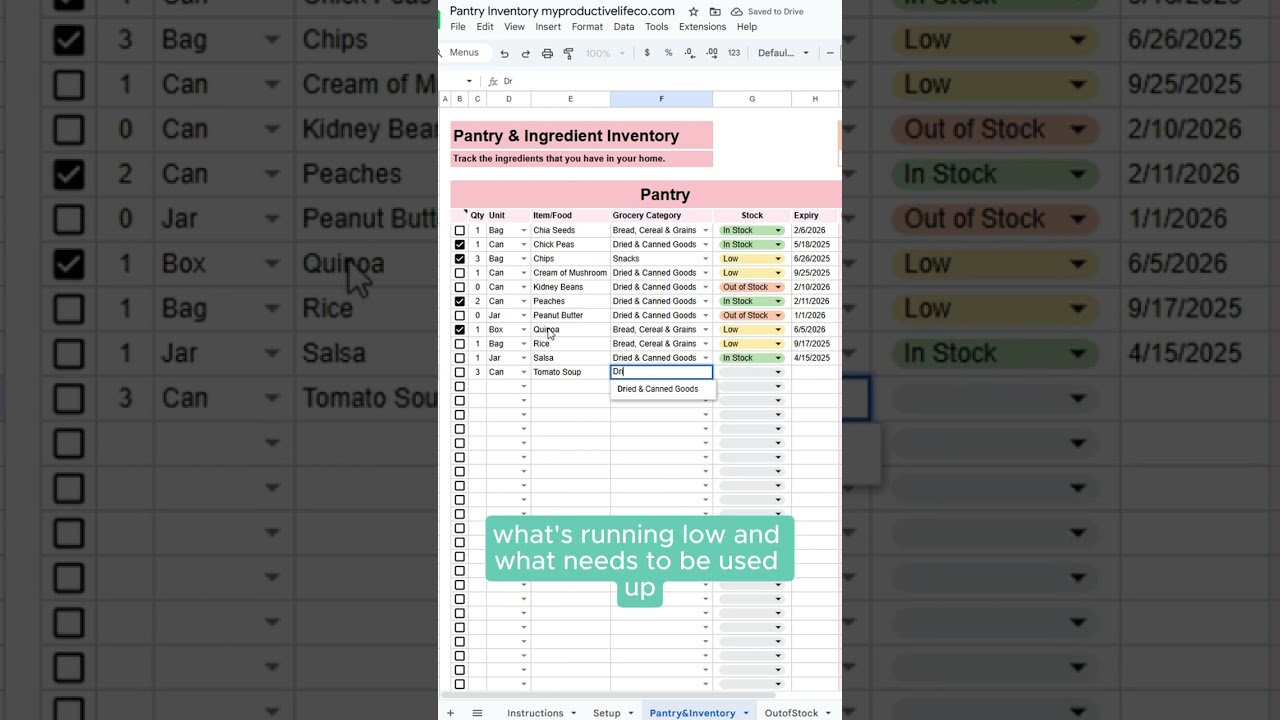 This Is My Pantry Inventory Spreadsheet