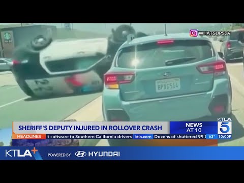 Violent crash sends deputy's car flipping through Southern California intersection