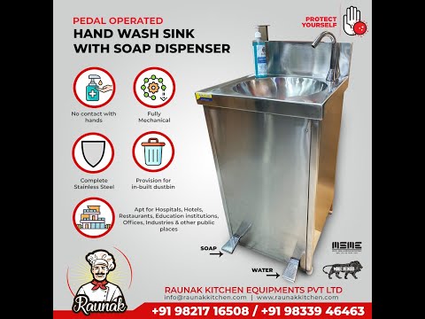 Foot operated hand sink with soap dispenser