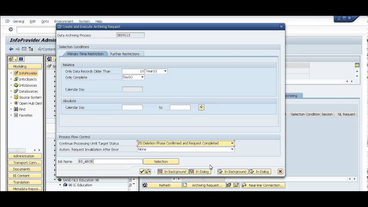 Informatica Nearline for SAP BW    Archive Job
